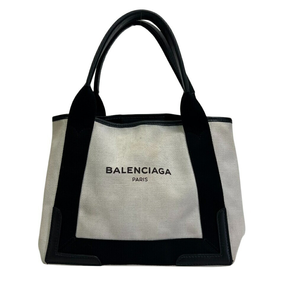 BALENCIAGA Navy Blue Cabas Tote Bag Handbag White - Picture 1 of 8